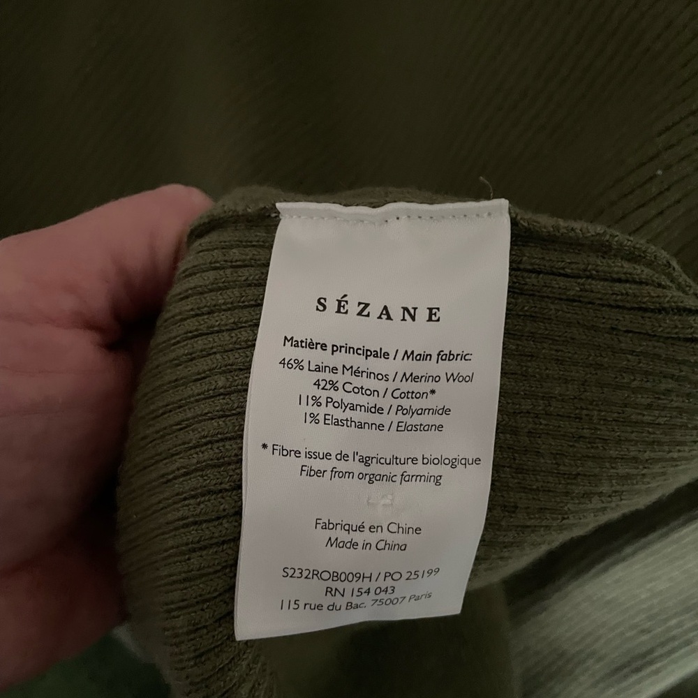 sezane Harper Ribbed Knit Long Sleeve Maxi Dress in Olive Green - Picture 6 of 6